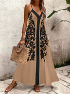Vestido Longo Estampa de Leopardo com Costas Abertas - La Lecce