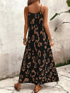 Vestido Longo Estampa de Leopardo com Costas Abertas - La Lecce