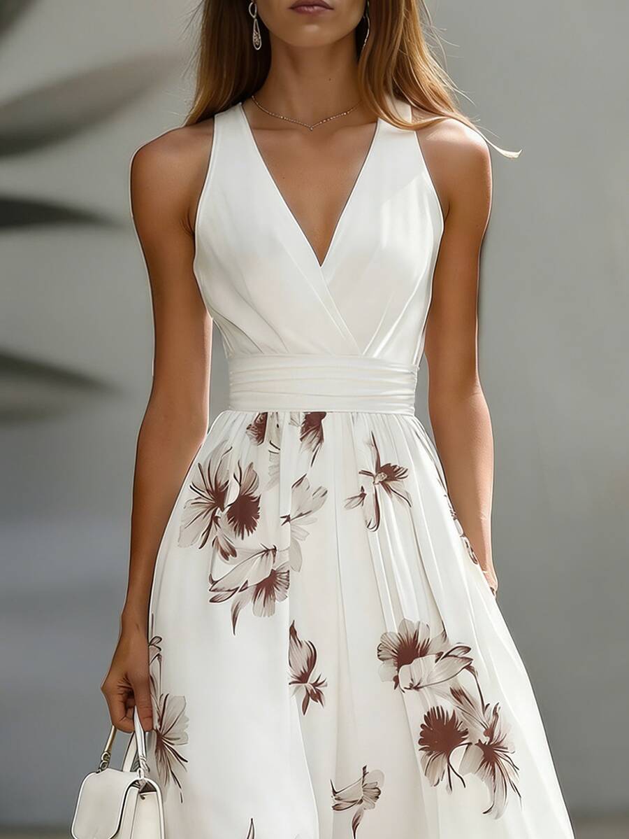 Vestido Longo Boho com Decote V e Estampa Patchwork - La Lecce