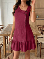 Vestido Midi Bata com Gola Assimétrica e Botões - La Lecce