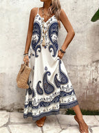 Vestido Longo Estampa de Onça com Alças Finas