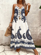 Vestido Longo Estampa de Onça com Alças Finas