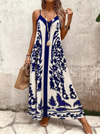 Vestido Longo Estampa de Leopardo com Costas Abertas - La Lecce
