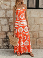 Vestido Longo Boho de Alças Finas com Bainha Assimétrica - La Lecce
