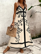 Vestido Longo Estampa de Onça com Alças Finas