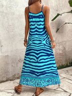 Vestido Longo Estampa de Onça com Alças Finas