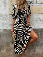 Vestido Longo Estampa de Leopardo com Costas Abertas - La Lecce