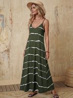 Vestido Longo de Malha com Estampa de Folhas de Coqueiro