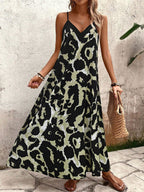 Vestido Longo Estampa de Leopardo com Costas Abertas - La Lecce