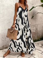 Vestido Longo Estampa de Leopardo com Costas Abertas - La Lecce