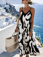 Vestido Longo Estampa de Leopardo com Costas Abertas - La Lecce
