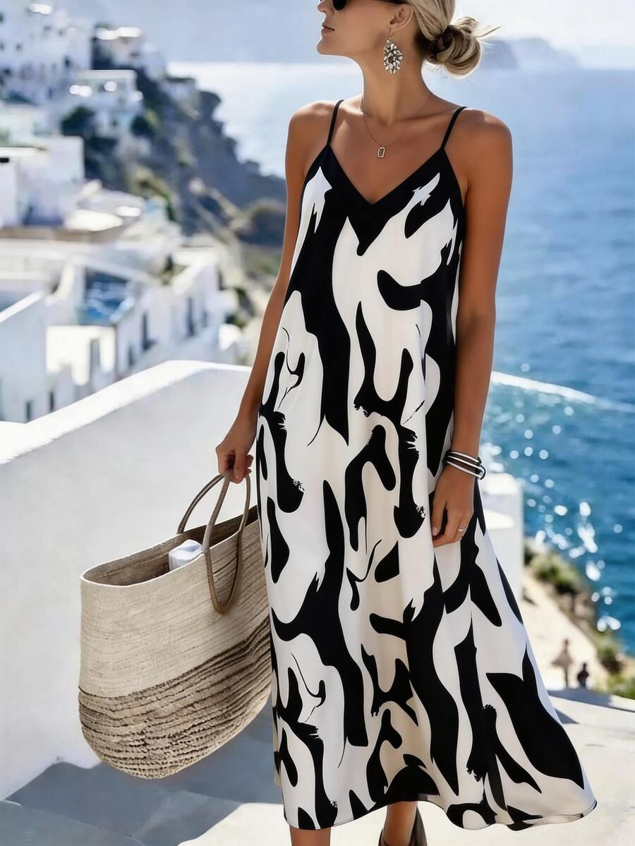Vestido Longo Estampa de Leopardo com Costas Abertas - La Lecce