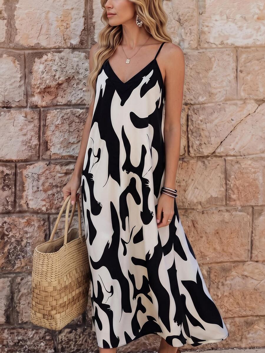 Vestido Longo Estampa de Leopardo com Costas Abertas - La Lecce
