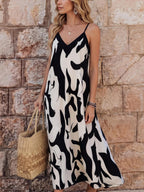 Vestido Longo Estampa de Leopardo com Costas Abertas - La Lecce