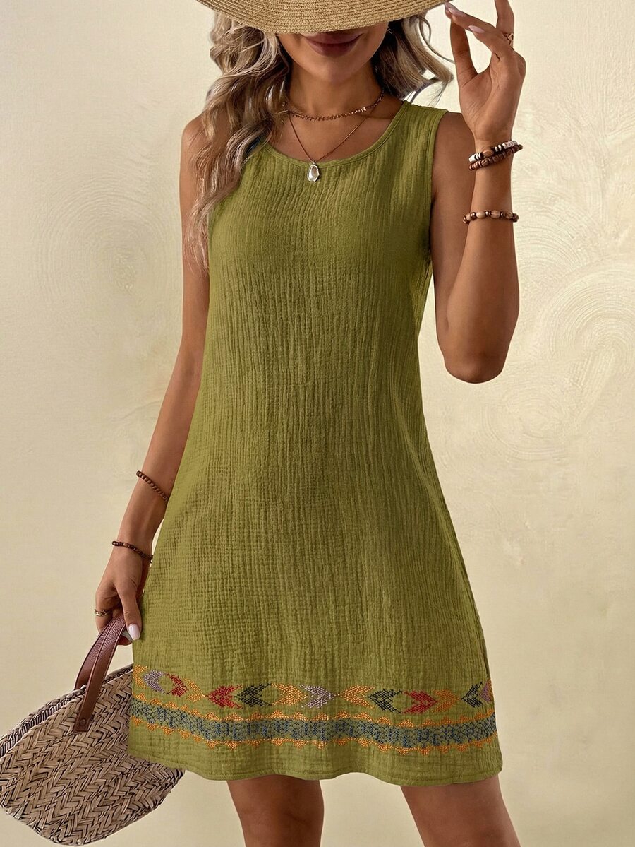 Vestido Curto Boho de Algodão com Bordado - La Lecce
