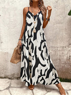 Vestido Longo Estampa de Leopardo com Costas Abertas - La Lecce