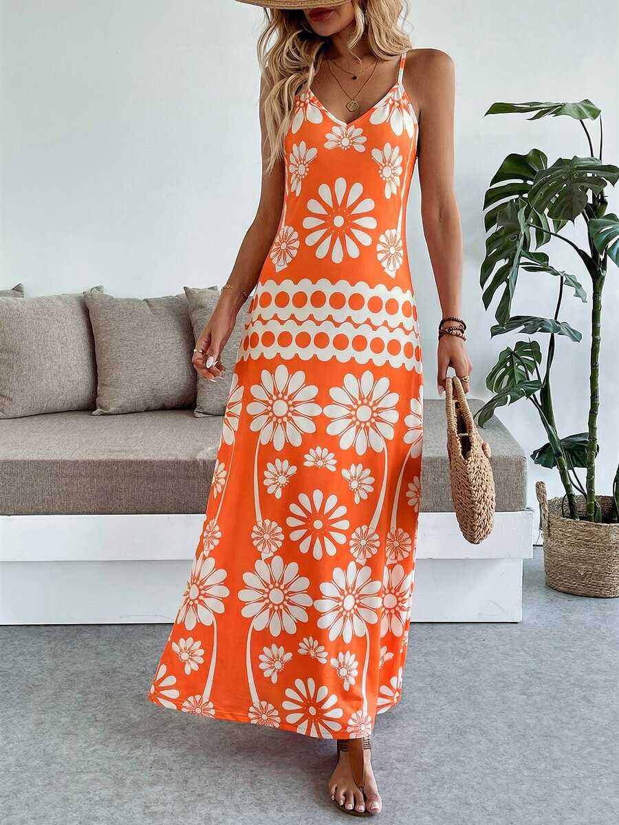Vestido Longo Boho de Alças Finas com Bainha Assimétrica - La Lecce