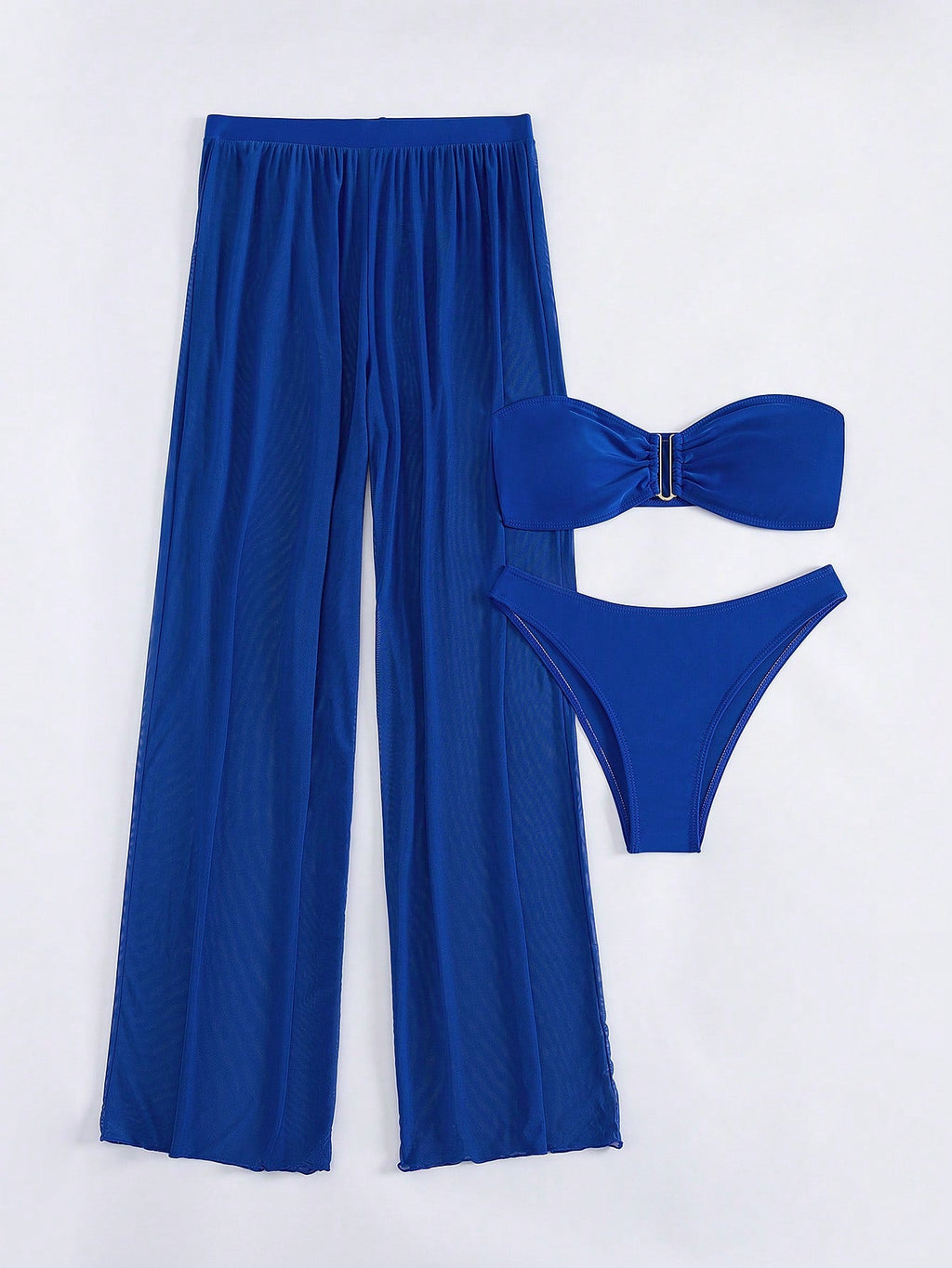 Conjunto de Biquíni 3 Peças Elegante com Calça de Cobertura