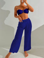 Conjunto de Biquíni 3 Peças Elegante com Calça de Cobertura