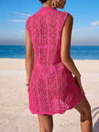Vestido de Crochê Longo com Recorte Vazado - detalhe