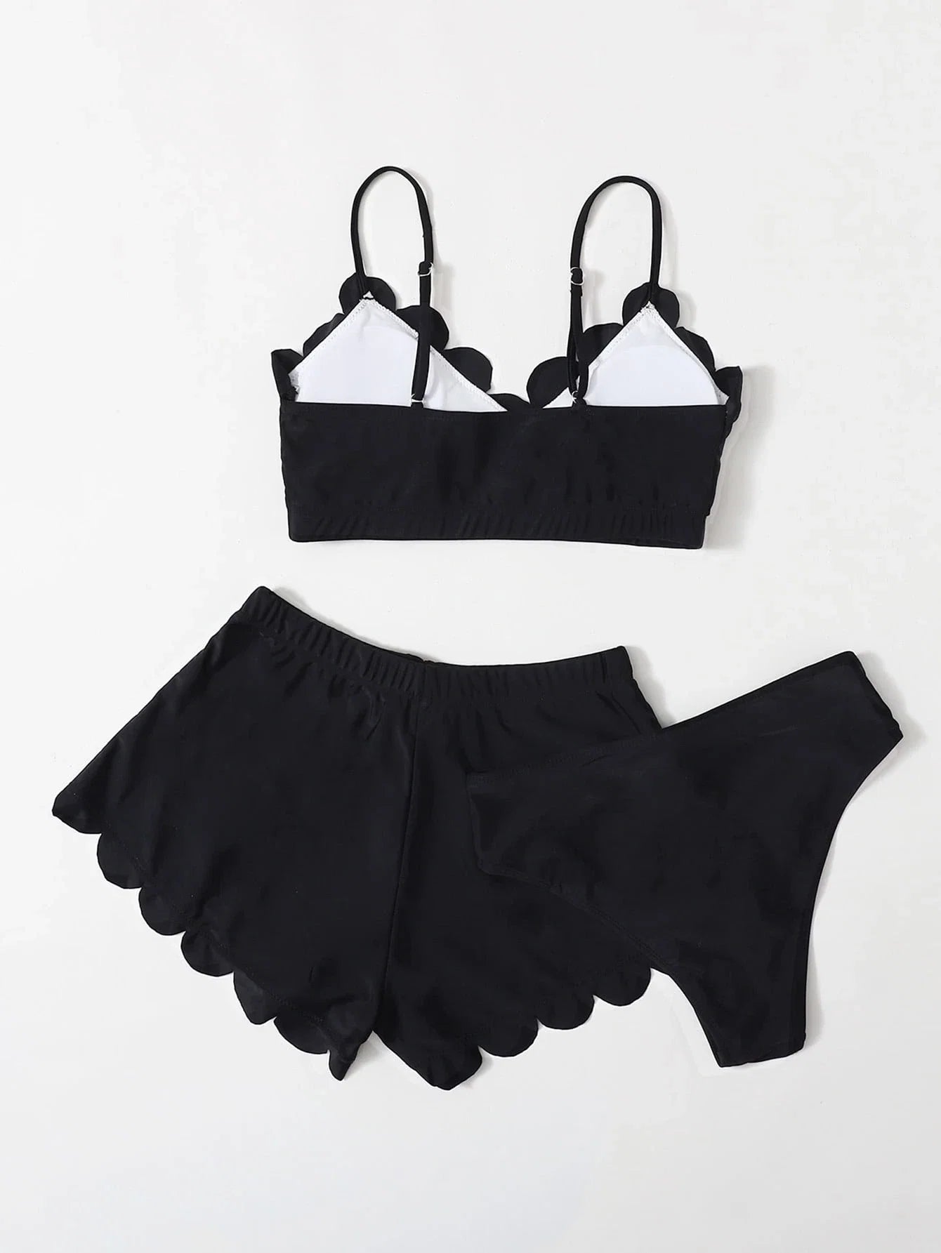 Conjunto de Biquíni 3 Peças Hipster com Alças Finas