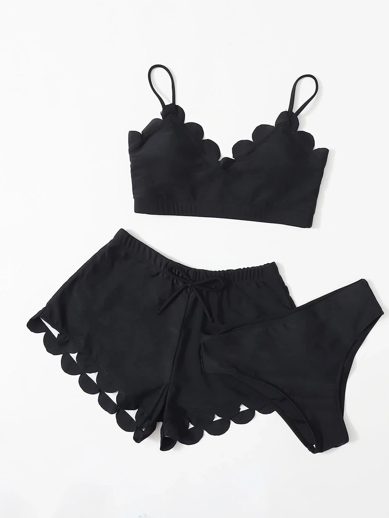Conjunto de Biquíni 3 Peças Hipster com Alças Finas