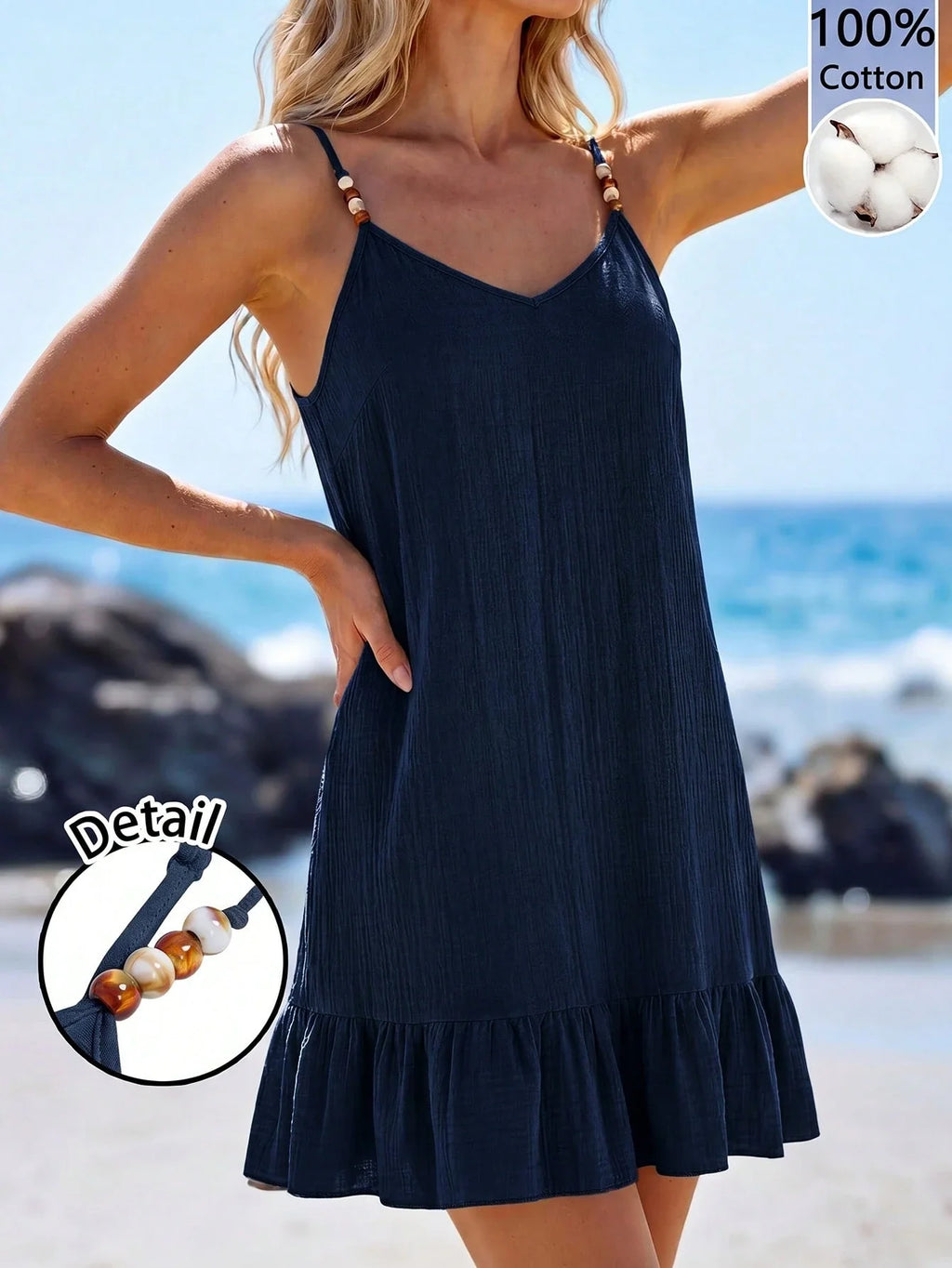 Saída de Praia Vestido Mini em A com Argola