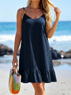 Saída de Praia Vestido Mini em A com Argola