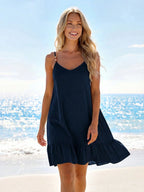 Saída de Praia Vestido Mini em A com Argola