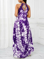 Vestido Maxi Frente Única com Laço e Bainha Assimétrica