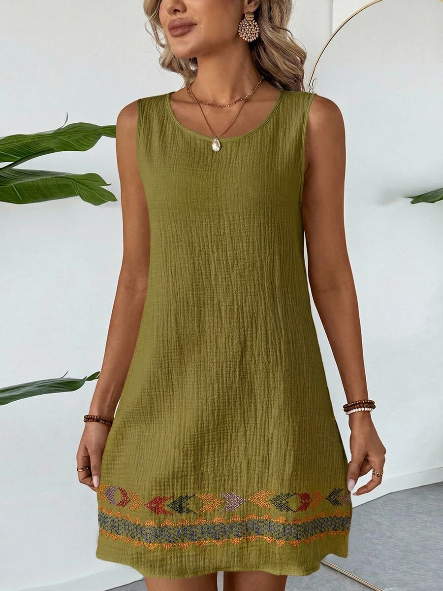 Vestido Curto Boho de Algodão com Bordado - La Lecce
