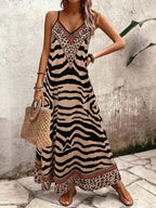 Vestido Longo Estampa de Onça com Alças Finas - La Lecce