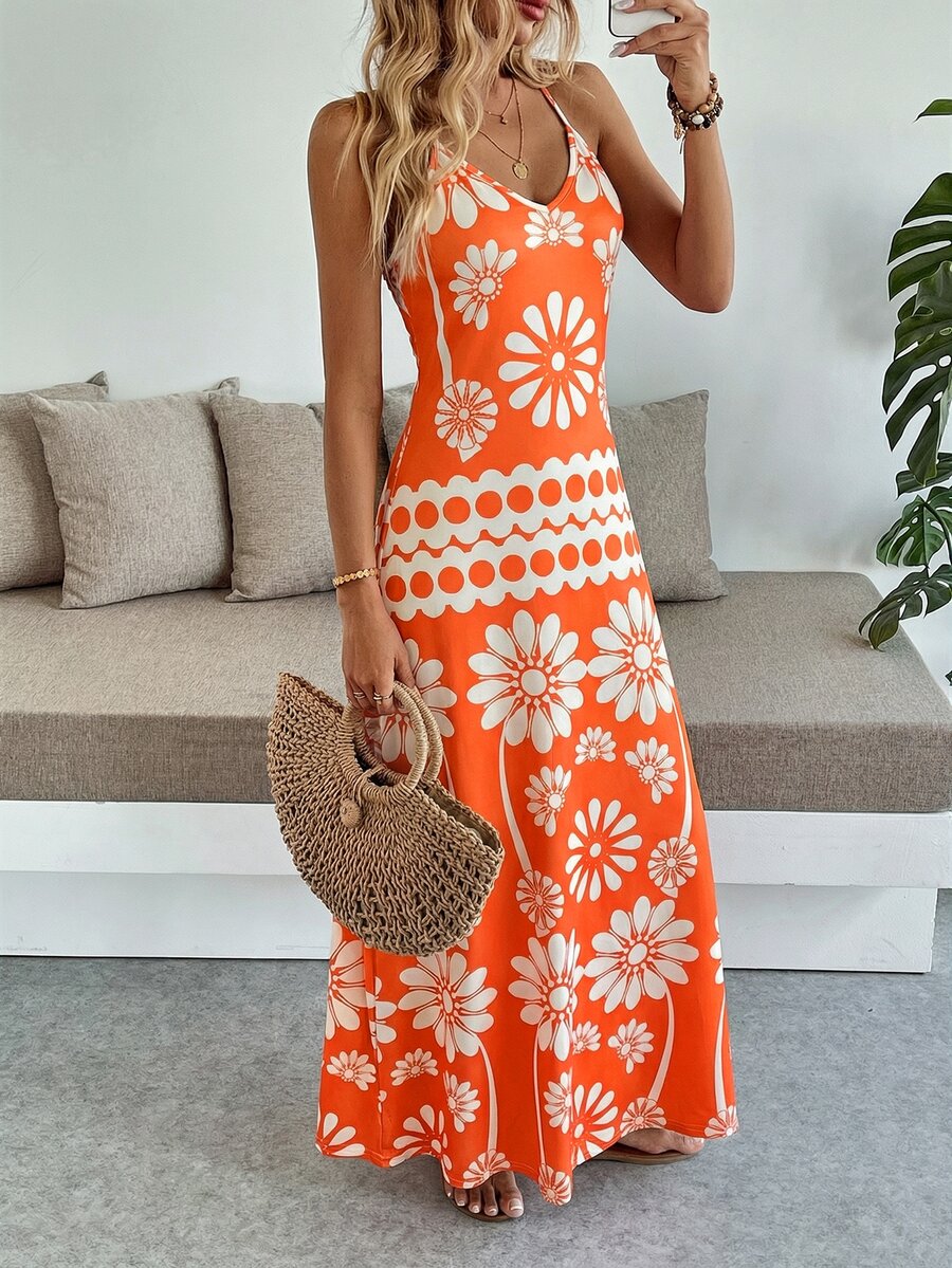 Vestido Longo Boho de Alças Finas com Bainha Assimétrica - La Lecce