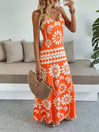 Vestido Longo Boho de Alças Finas com Bainha Assimétrica - La Lecce