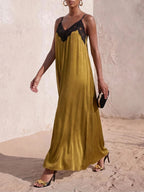 Vestido Longo Solto de Alças Finas com Babado - La Lecce