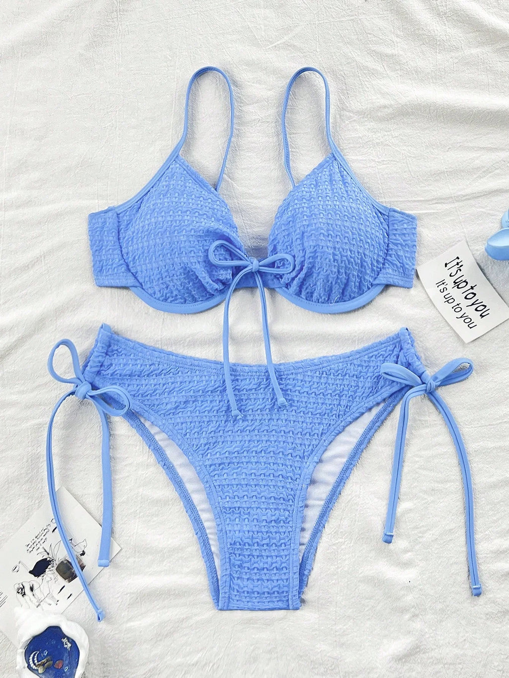 Biquíni Azul com Franzido e Nó - imagem 3