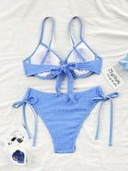 Biquíni Azul com Franzido e Nó - imagem 4