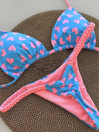 Biquíni Corações e Animal Print com Tie Back - imagem 1