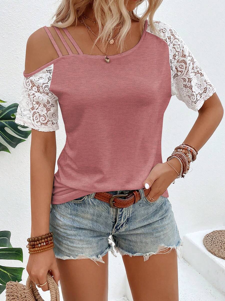 Blusa de Ombro Assimétrico com Renda IMG 29