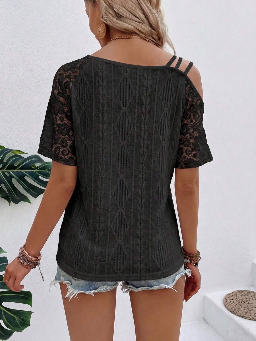 Blusa de Ombro Assimétrico com Renda IMG 51