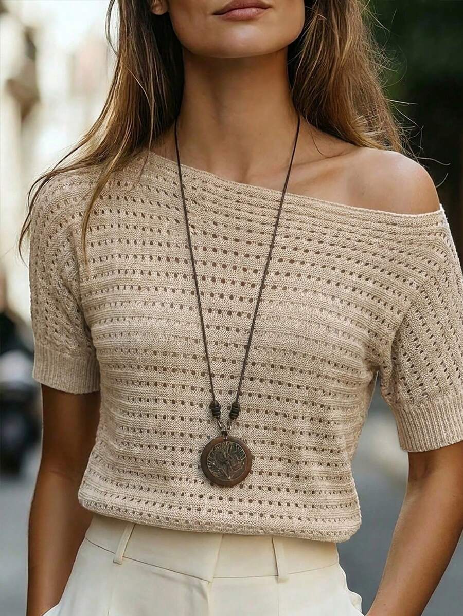 Blusa de Tricô com Ombro Assimétrico IMG 9