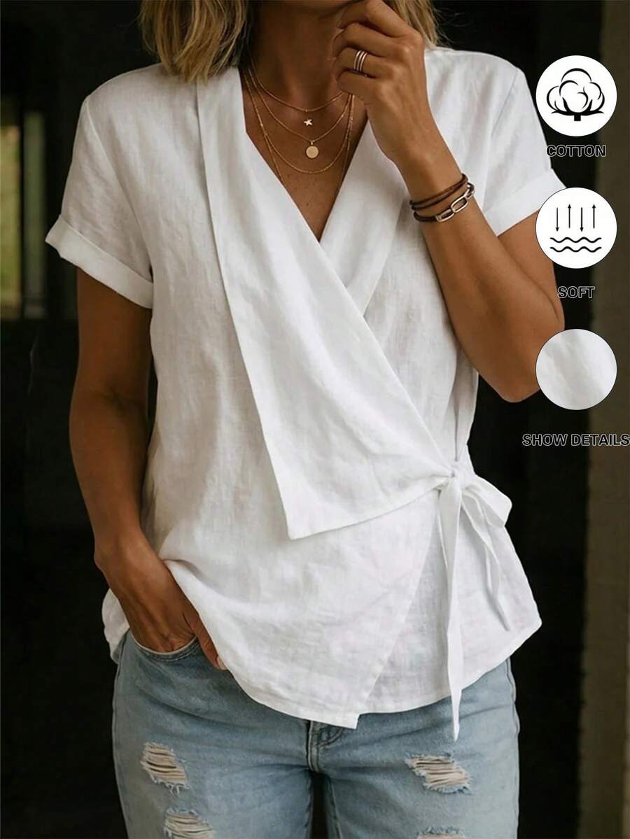 Blusa Decote V Transpassado com Amarração IMG 1