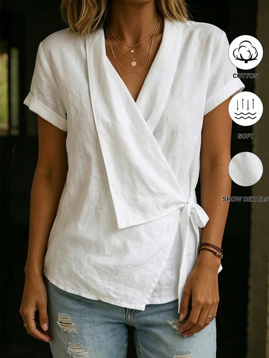 Blusa Decote V Transpassado com Amarração IMG 4