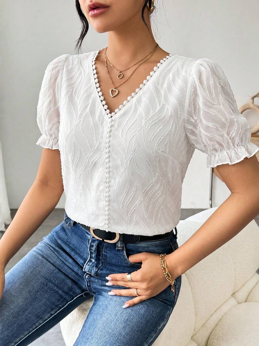 Blusa Jacquard Decote V IMG 83