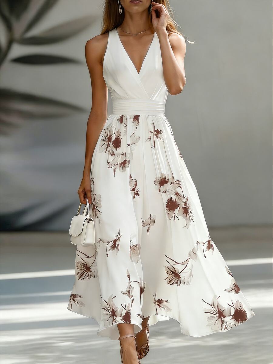 Vestido Longo Boho com Decote V e Estampa Patchwork - La Lecce