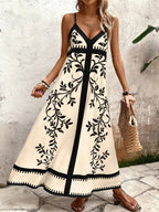 Vestido Longo Estampa de Onça com Alças Finas