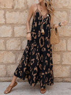 Vestido Longo Estampa de Leopardo com Costas Abertas - La Lecce