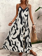 Vestido Longo Estampa de Leopardo com Costas Abertas - La Lecce