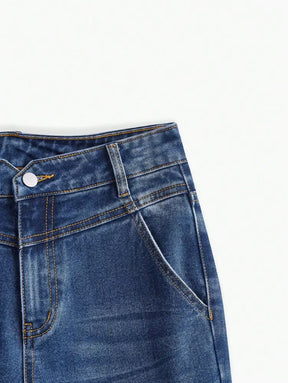 Motf Premium Calça Jeans De Perna Larga Sem Cinto