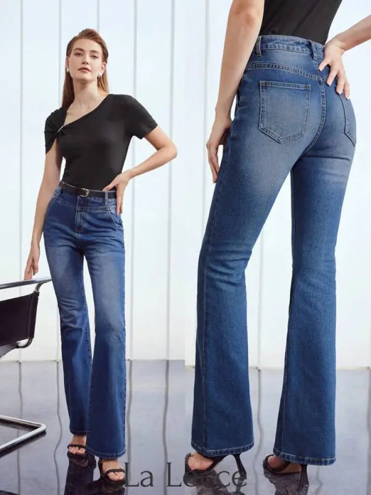 Motf Premium Calça Jeans De Perna Larga Sem Cinto